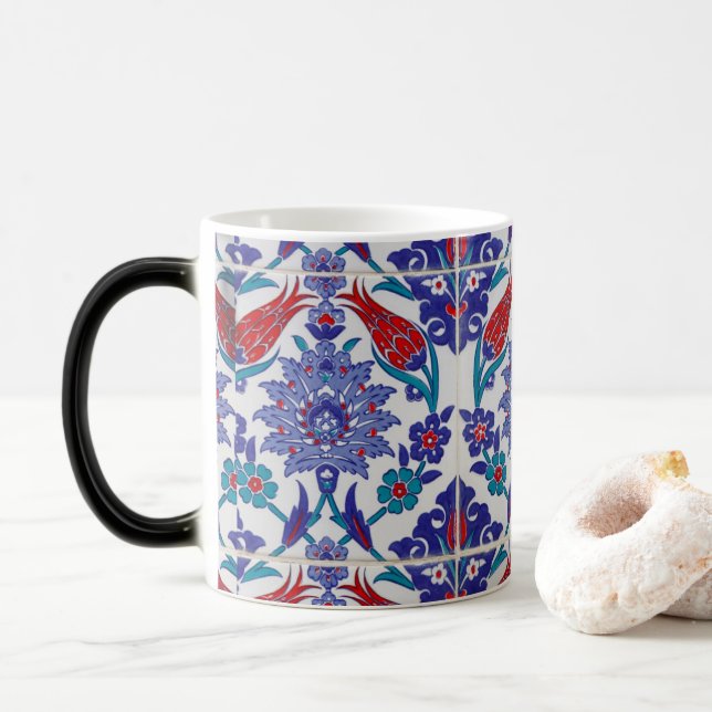 Elegant Tulip and Rose Floral Flowers Photography Magic Mug (With Donut)