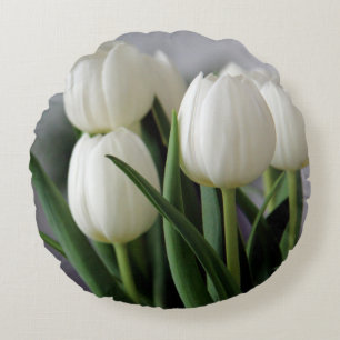 Elegant Tulip and Rose Floral Flowers Photography Round Cushion