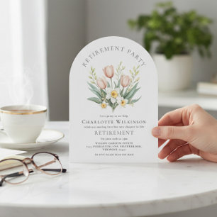 Elegant Tulip Daffodil Arch Retirement Invite