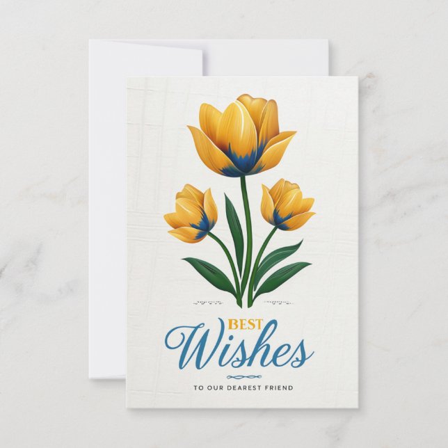 Elegant Tulip Design Card with Best Wishes  (Front)