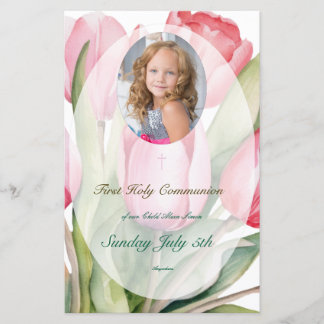 Elegant tulip First Communion Menu