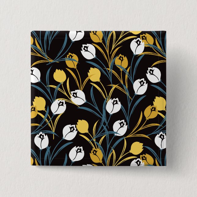 Elegant Tulip Floral Pattern  15 Cm Square Badge (Front)