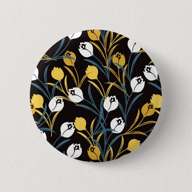 Elegant Tulip Floral Pattern  6 Cm Round Badge (Front)