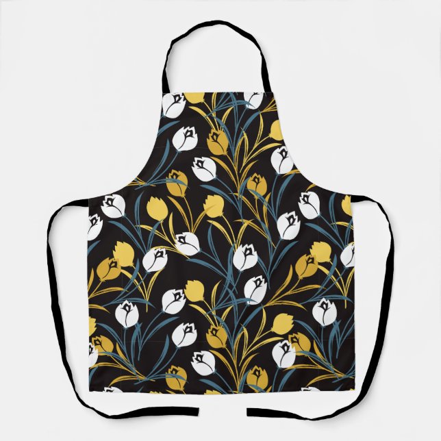 Elegant Tulip Floral Pattern  Apron (Front)