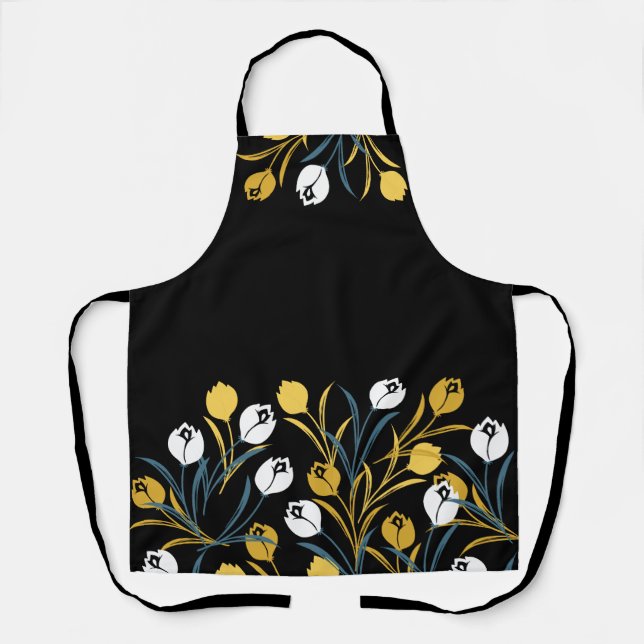 Elegant Tulip Floral Pattern  Apron (Front)
