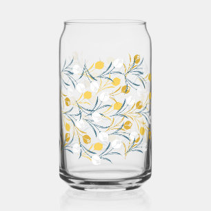Elegant Tulip Floral Pattern  Can Glass