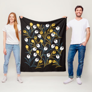 Elegant Tulip Floral Pattern Fleece Blanket
