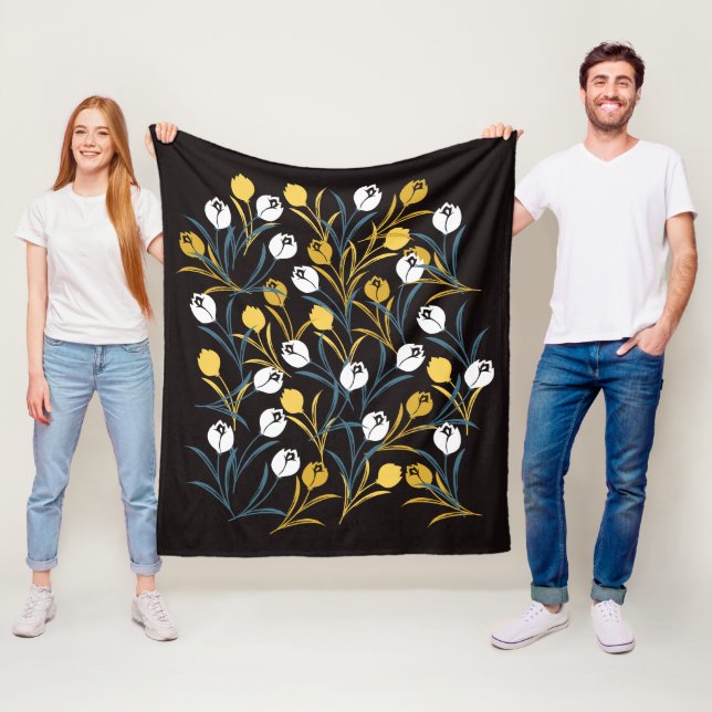 Elegant Tulip Floral Pattern  Fleece Blanket (In Situ)