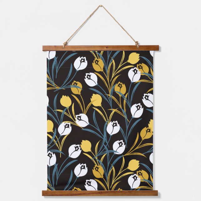 Elegant Tulip Floral Pattern  Hanging Tapestry (Front)