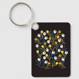 Elegant Tulip Floral Pattern Key Ring