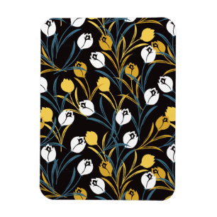 Elegant Tulip Floral Pattern Magnet