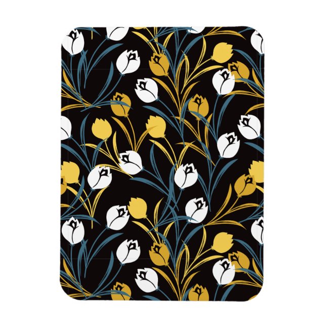 Elegant Tulip Floral Pattern  Magnet (Vertical)