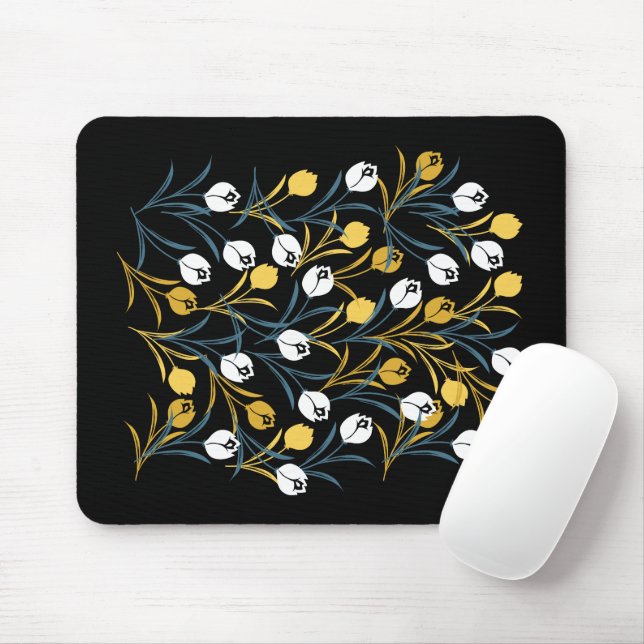 Elegant Tulip Floral Pattern  Mouse Mat (With Mouse)