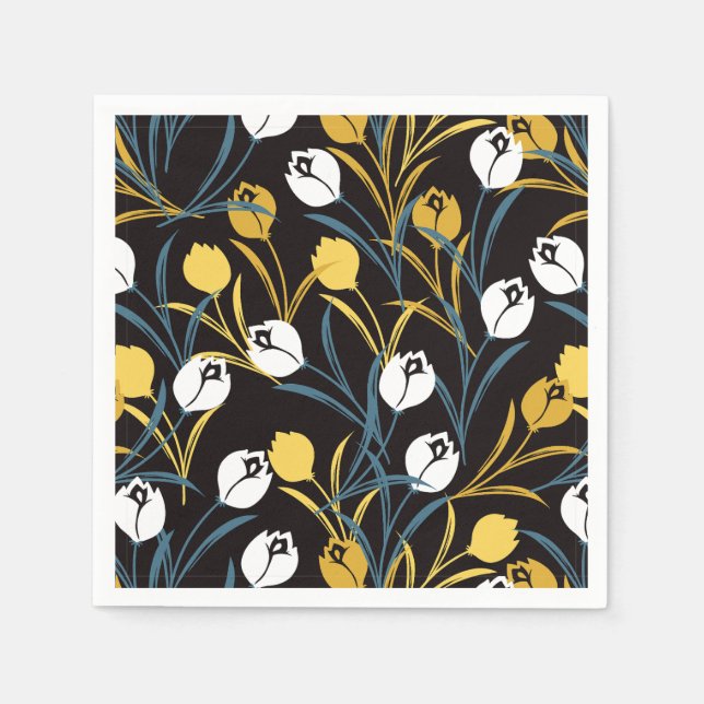 Elegant Tulip Floral Pattern  Napkin (Front)