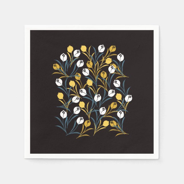 Elegant Tulip Floral Pattern  Napkin (Front)