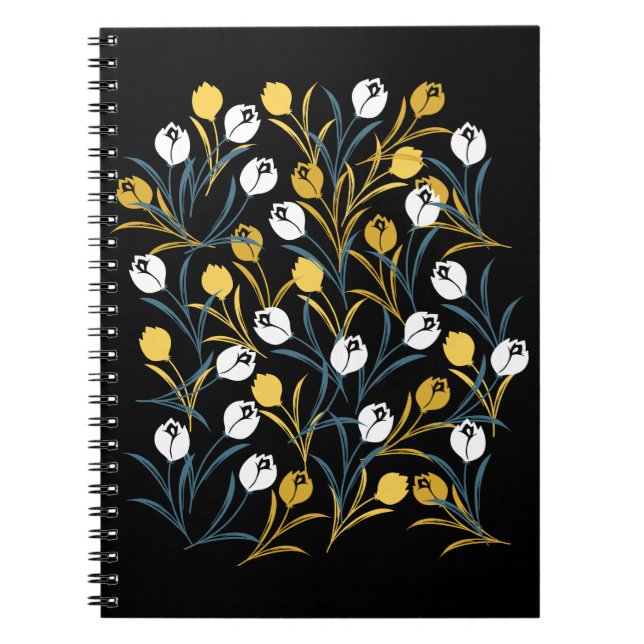 Elegant Tulip Floral Pattern  Notebook (Front)