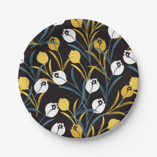 Elegant Tulip Floral Pattern Paper Plate