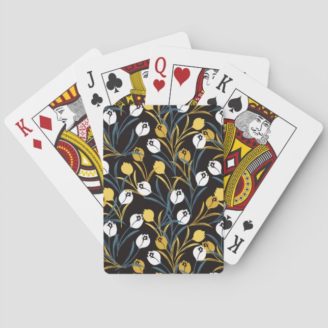 Elegant Tulip Floral Pattern  Playing Cards (Back)