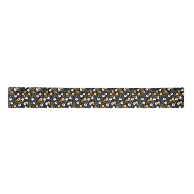 Elegant Tulip Floral Pattern  Satin Ribbon (Front)