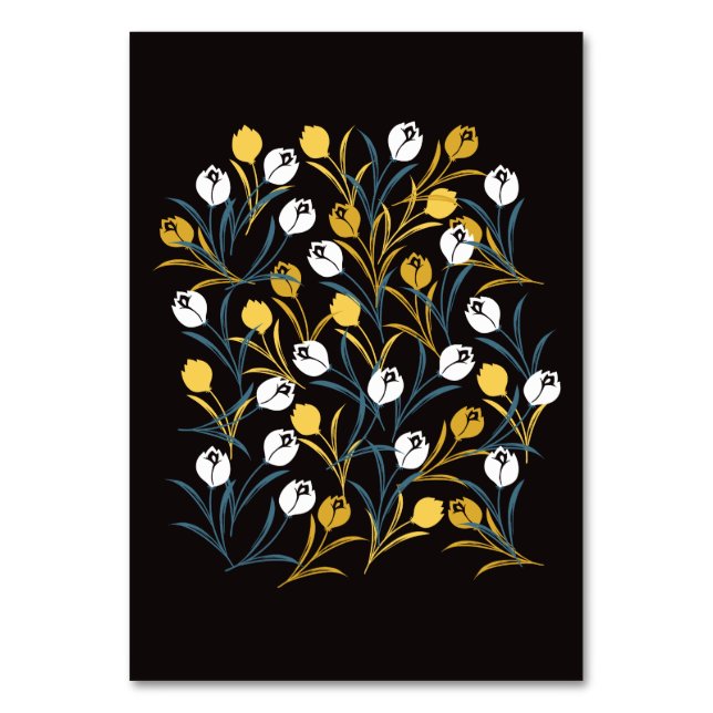 Elegant Tulip Floral Pattern  Table Number (Front)