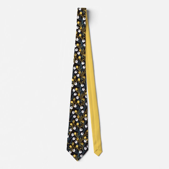 Elegant Tulip Floral Pattern  Tie (Front)