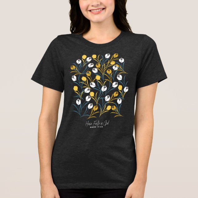 Elegant Tulip Floral Pattern  Tri-Blend Shirt (Front)