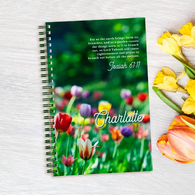 Elegant Tulip Flower Garden Personalised Notebook (Creator Uploaded)