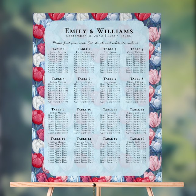 Elegant Tulip Flower Outdoor Wedding Acrylic Sign (Neutral)