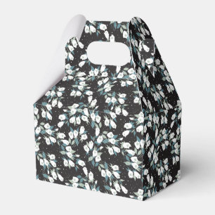 Elegant Tulip Flower Pattern Black Background Favour Box