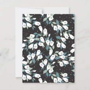 Elegant Tulip Flower Pattern Black Background Postcard