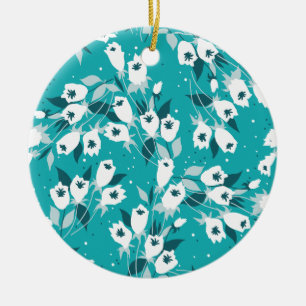 Elegant Tulip Flower Pattern Botanical Art Design Ceramic Tree Decoration