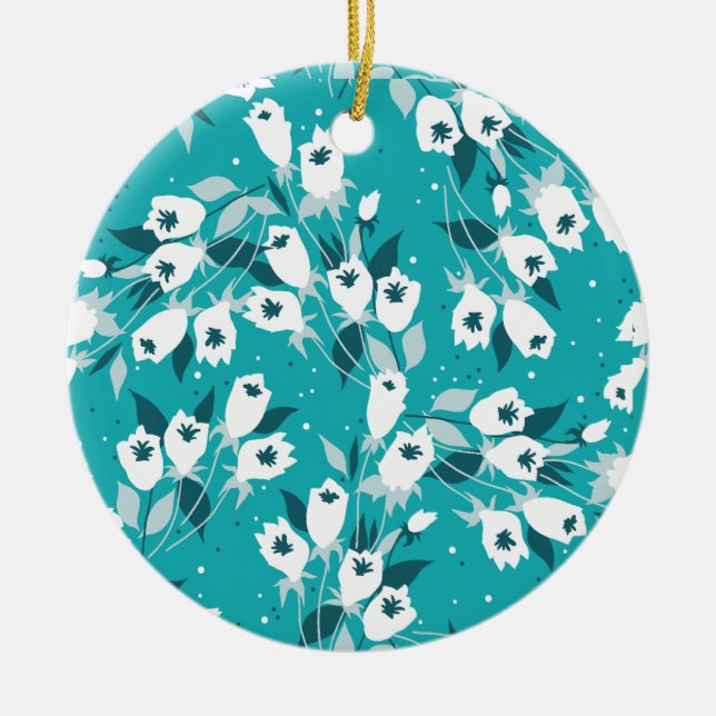 Elegant Tulip Flower Pattern Botanical Art Design Ceramic Tree Decoration (Front)