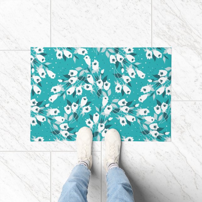 Elegant Tulip Flower Pattern Botanical Art Design Doormat (Indoor)