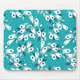 Elegant Tulip Flower Pattern Botanical Art Design Mouse Mat