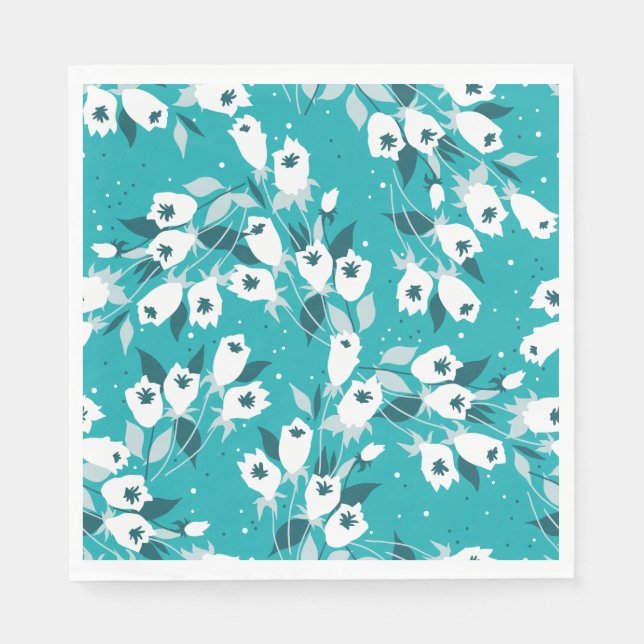 Elegant Tulip Flower Pattern Botanical Art Design Napkin (Front)