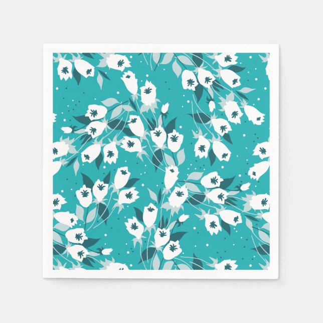 Elegant Tulip Flower Pattern Botanical Art Design Napkin (Front)
