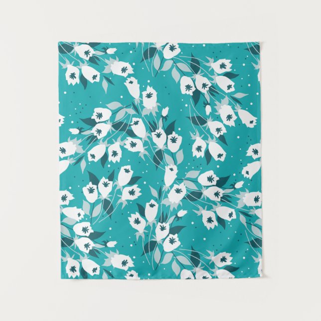 Elegant Tulip Flower Pattern Botanical Art Design Tapestry (Front)