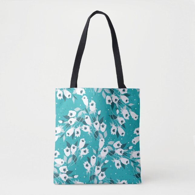 Elegant Tulip Flower Pattern Botanical Art Design Tote Bag (Front)