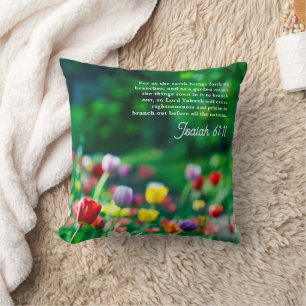 Elegant Tulip Garden Scripture Verse Double Sided Cushion