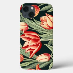 Elegant Tulip Pattern In Bold iPhone 13 Case