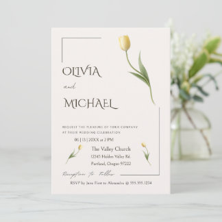 Elegant Tulip Simple Botanical Wedding Invitation