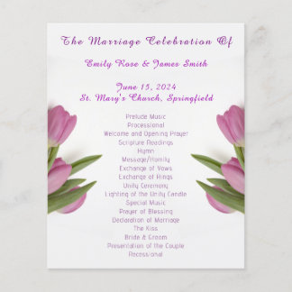 Elegant Tulip Wedding Ceremony Program Paper Sheet