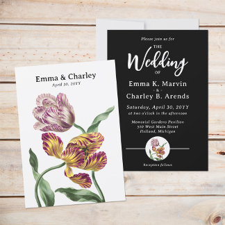 Elegant Tulips Pair Vintage Floral Garden Wedding Invitation
