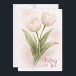 Elegant Tulips Thinking Of You Card<br><div class="desc">Surprise your loved one with this romantic Valentine’s Day greeting card featuring an elegant watercolor peony in soft white and sage green tones. This timeless floral design offers a refined and heartfelt way to express love, whether for your wife, girlfriend, partner, mother, or someone else special. The gentle botanical artwork...</div>