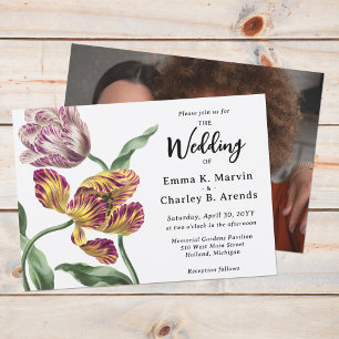 Elegant Tulips Vintage Floral Garden Wedding Photo Invitation