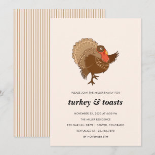 Elegant Turkey Thanksgiving Party Invitation