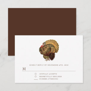 Elegant Turkey Thanksgiving  RSVP Card
