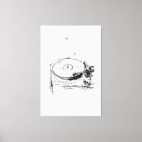Elegant Turntable with Notes Sketch - Premium