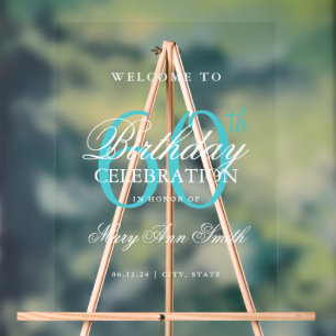 Elegant Turquoise 60th Birthday Party Welcome  Acrylic Sign