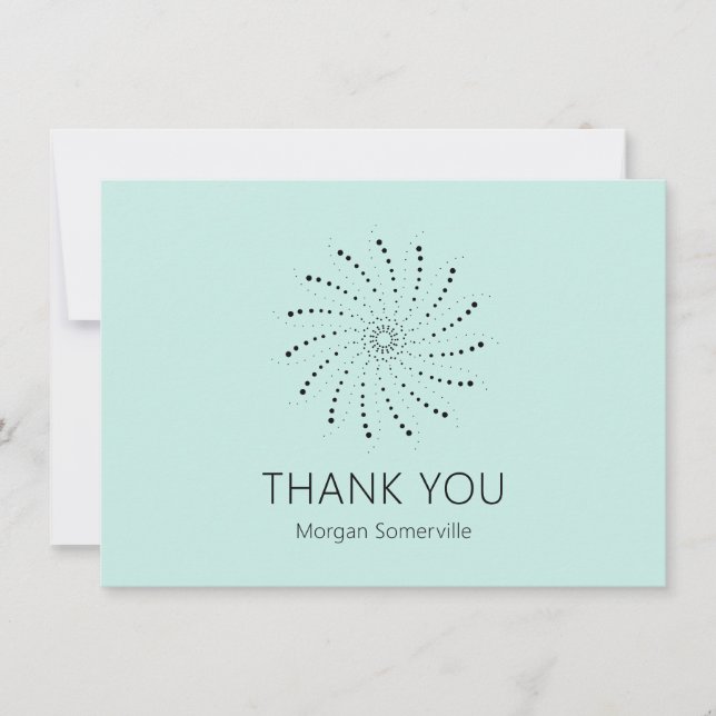 Elegant Turquoise Abstract Flower Modern Thank You Card (Front)